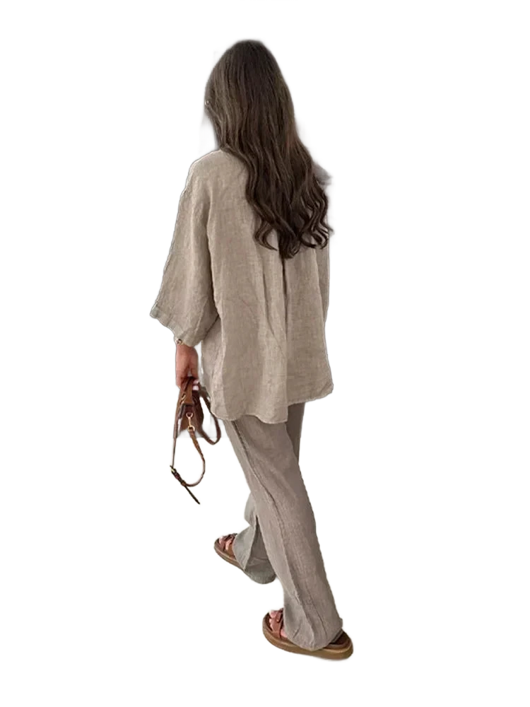 Amar™ Leah - סט חולצה ארוכה ומכנסיים רחבים