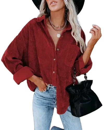 Amar™ Avital - חולצת קורדרוי רחבה עם שרוול ארוך