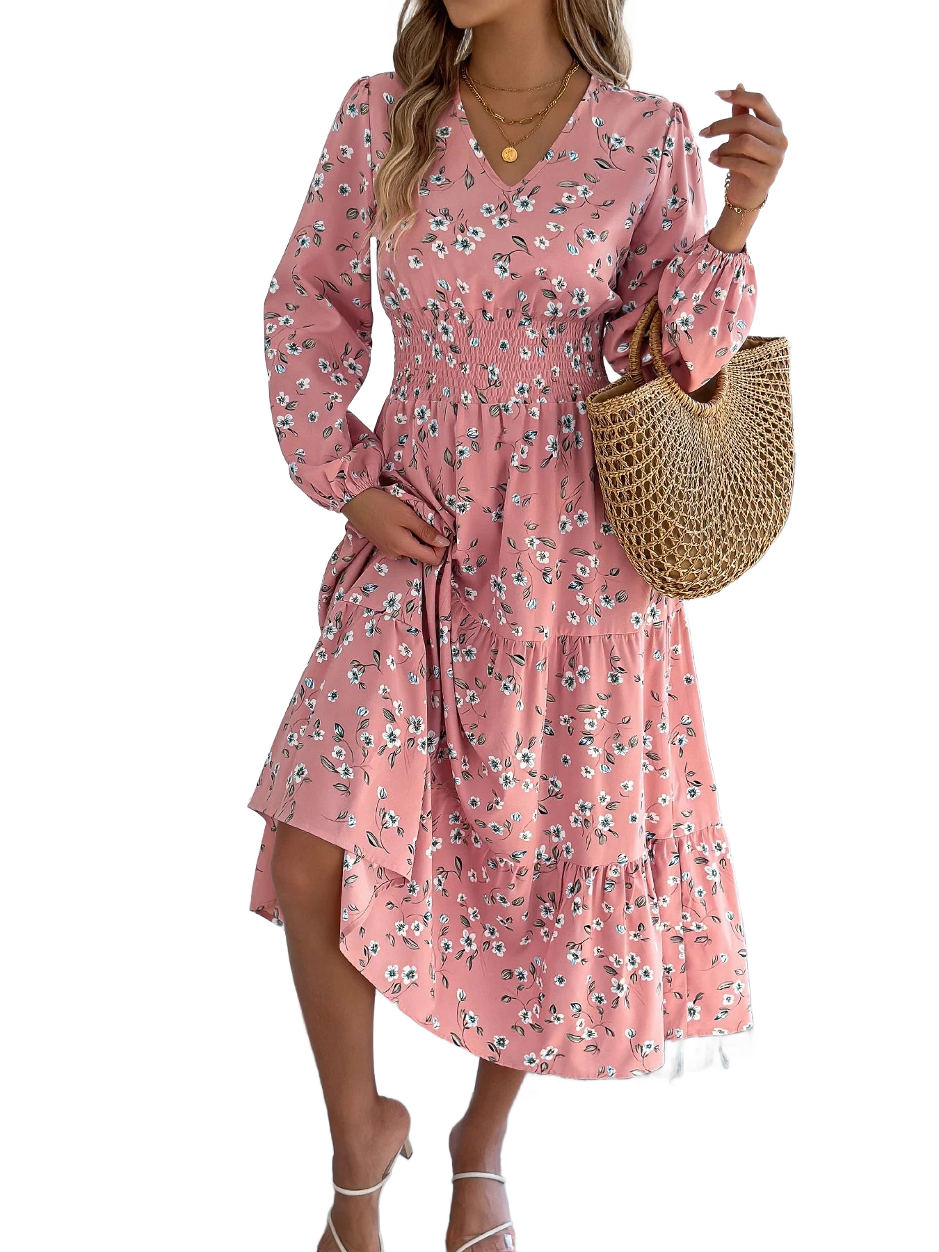 Amar™ Hadar - שמלות מקסי עם V צוואר פרחוניות