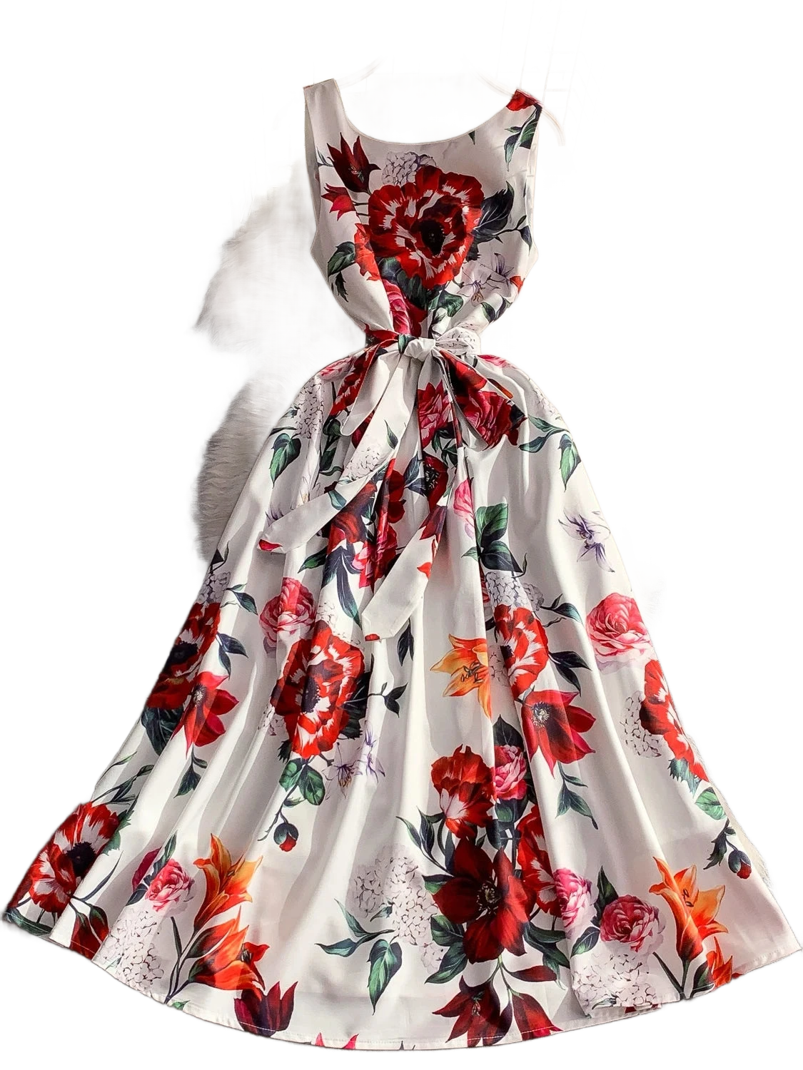 Amar™ Tehila - שמלת מקסי פרחונית אדומה מחטבת