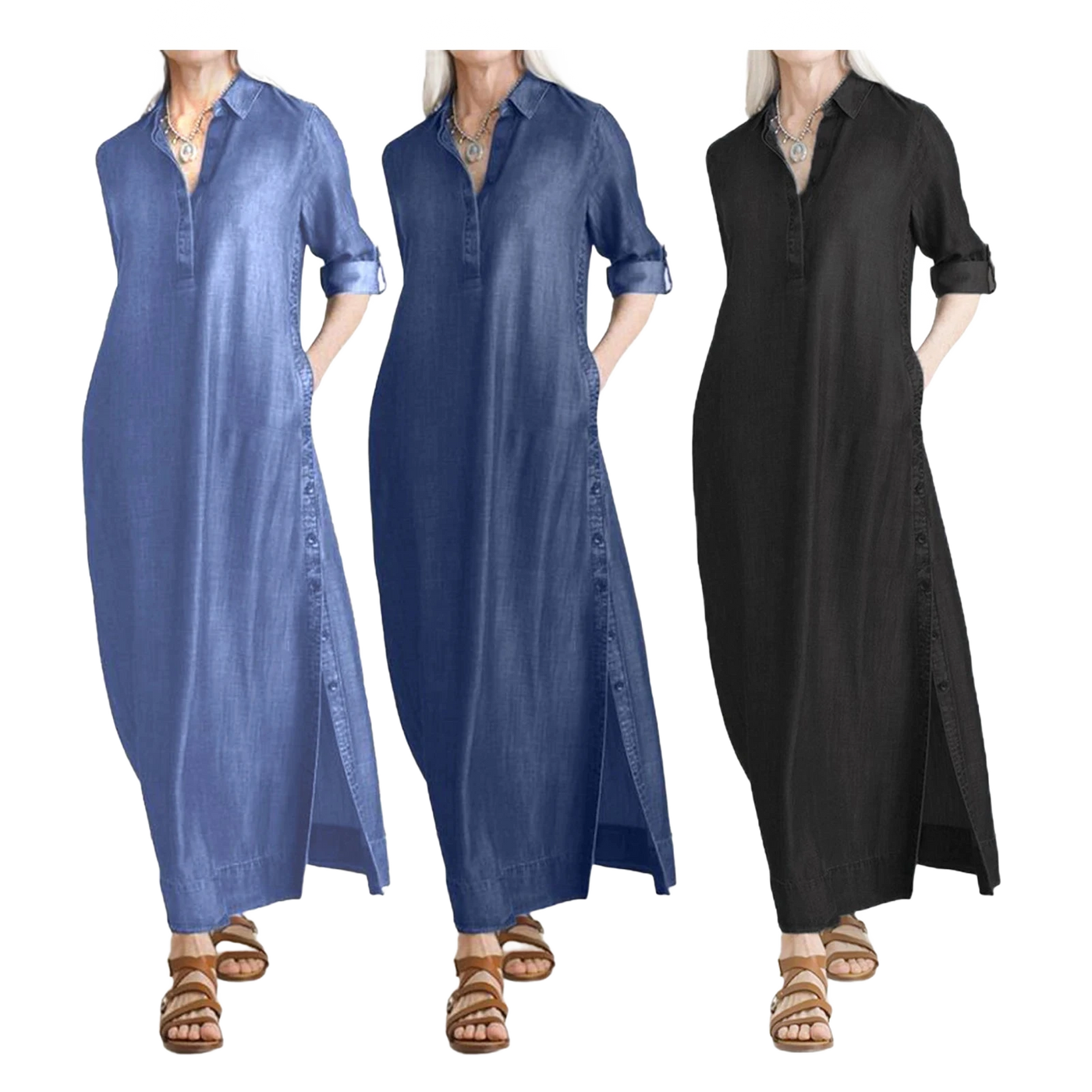 Amar Malka - שמלת ג'ינס מקסי נשית ומרשימה