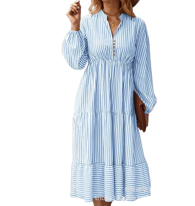 Amar™ Penelope - שמלת פסים עם מחשוף V