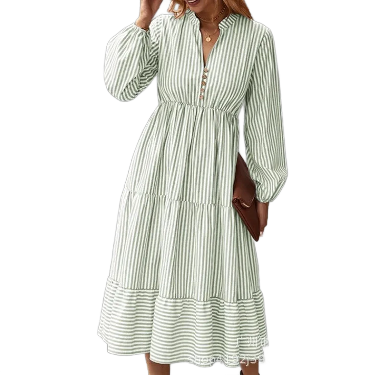 Amar™ Penelope - שמלת פסים עם מחשוף V