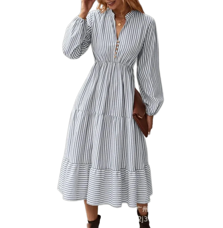 Amar™ Penelope - שמלת פסים עם מחשוף V