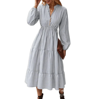 Amar™ Penelope - שמלת פסים עם מחשוף V