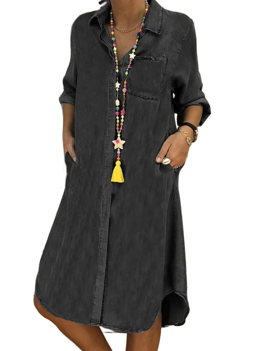 Amar™ Penina - שמלת ג'ינס נשית אלגנטית ומשוחררת