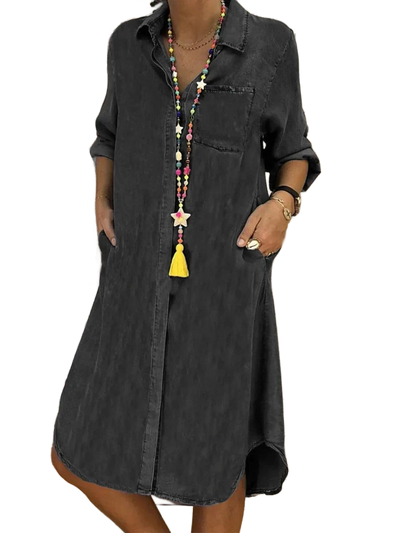 Amar™ Penina - שמלת ג'ינס נשית אלגנטית ומשוחררת