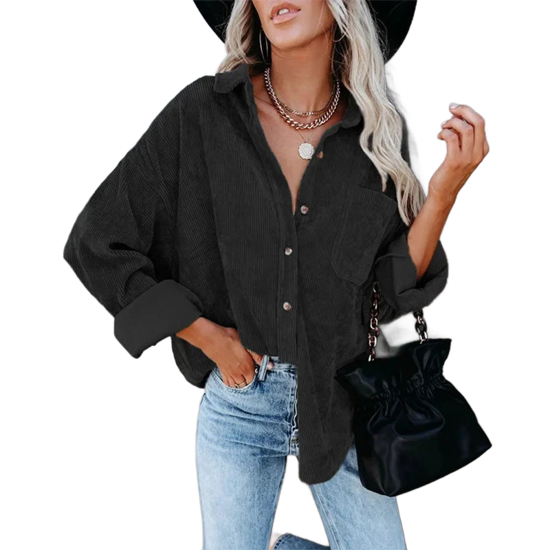 Amar™ Avital - חולצת קורדרוי רחבה עם שרוול ארוך