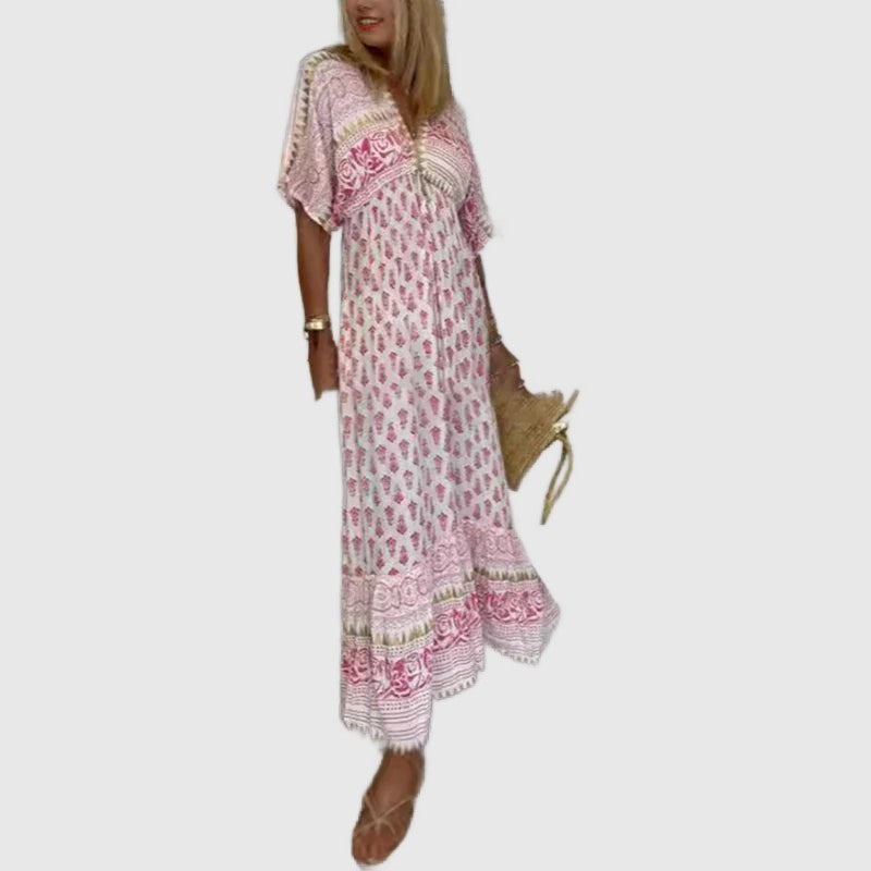 Amar™ Dina - שמלת מקסי מודפסת בוהו
