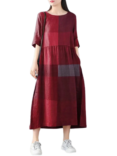 Amar™ Vered - שמלת כותנה פשתן קלאסית לנשים