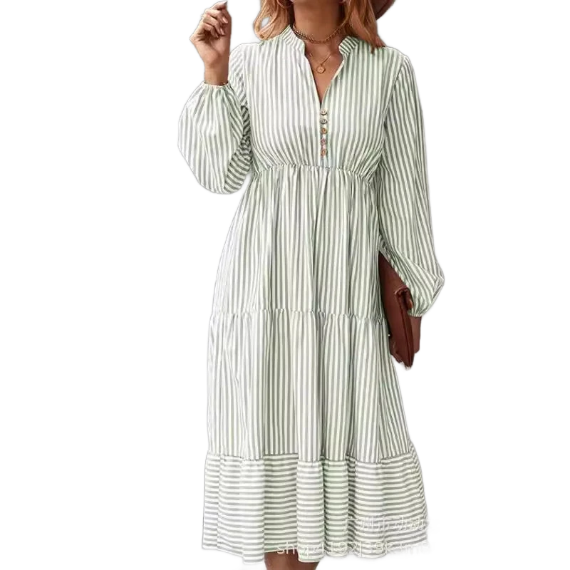 Amar™ Penelope - שמלת פסים עם מחשוף V