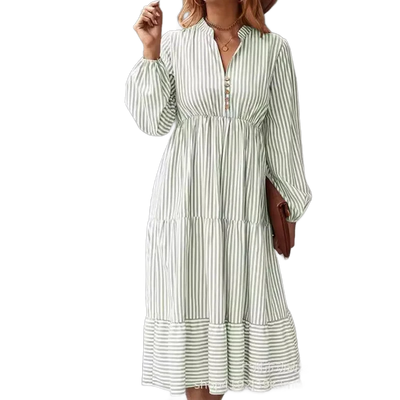 Amar™ Penelope - שמלת פסים עם מחשוף V