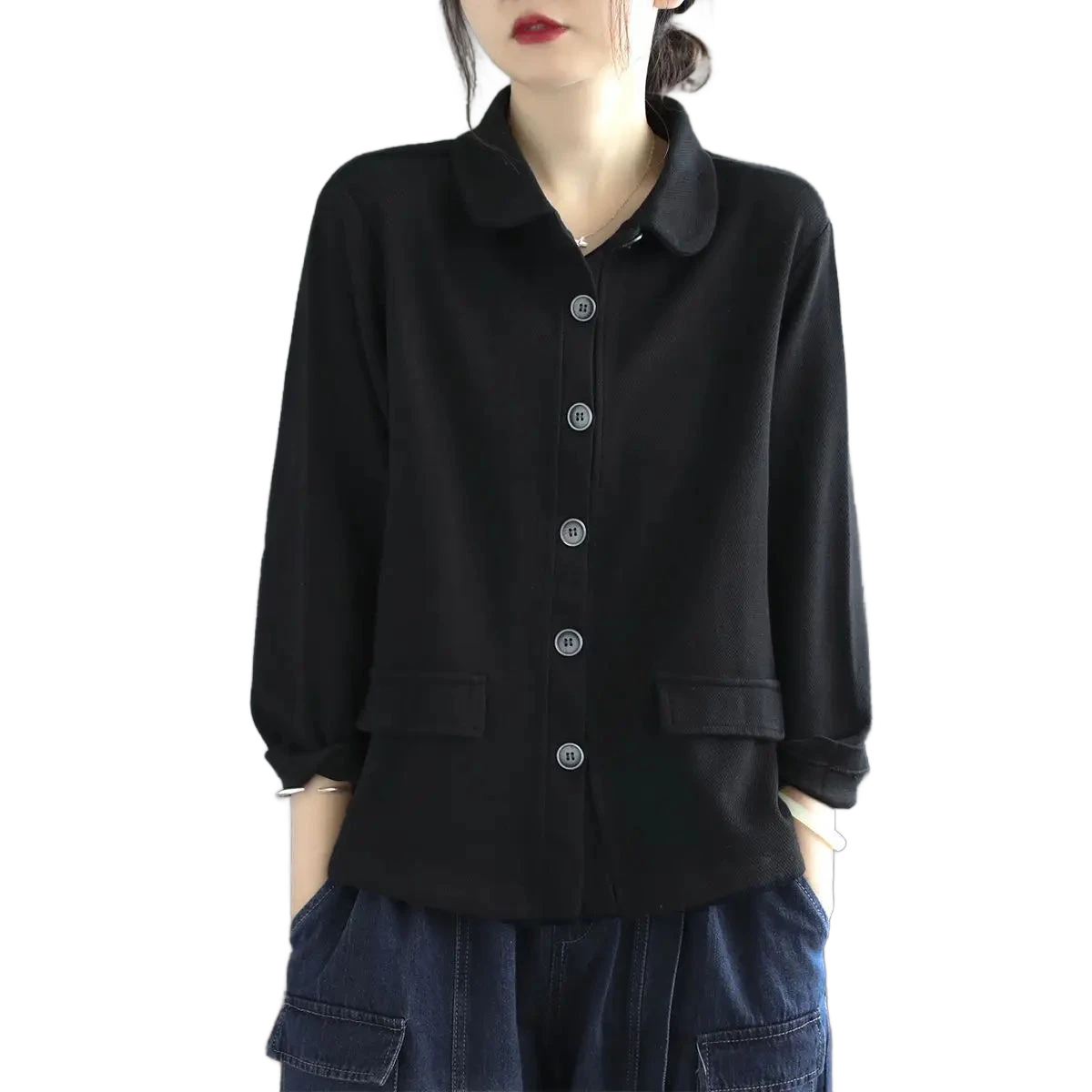 Amar™ Deborah - חולצת צוואר בובתית עם שרוול ארוך