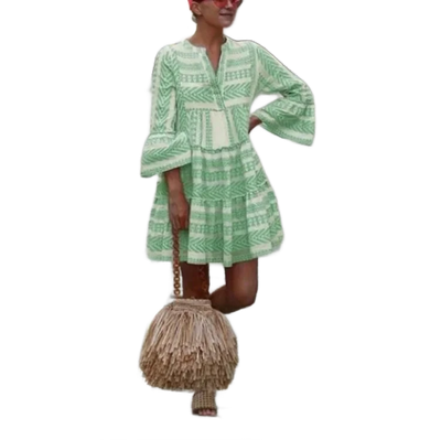 Amar™ Batya - שמלת מיני בוהו עם פסים
