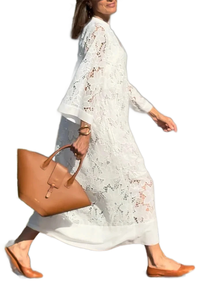 Amar™ Ora - שמלות V-צווארון לבן