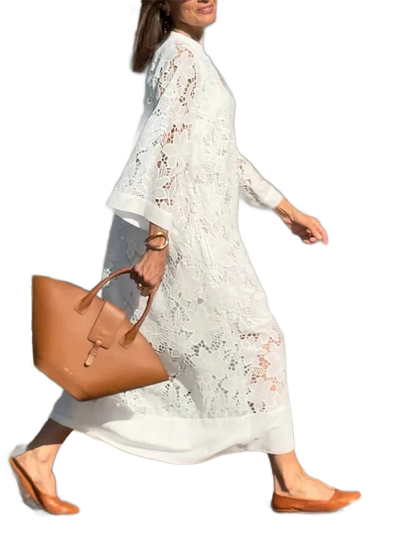 Amar™ Ora - שמלות V-צווארון לבן