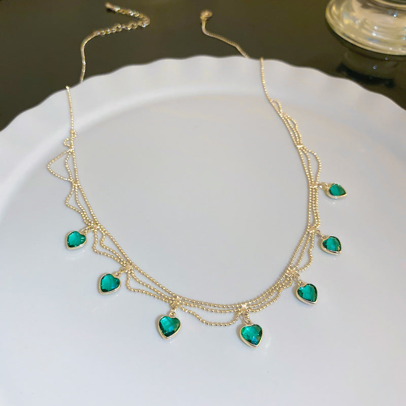 שרשרת לב ייחודית עם אבני זירקוניה