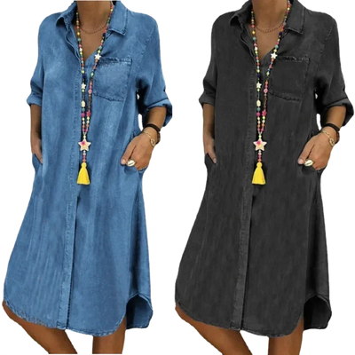 Amar™ Penina - שמלת ג'ינס נשית אלגנטית ומשוחררת