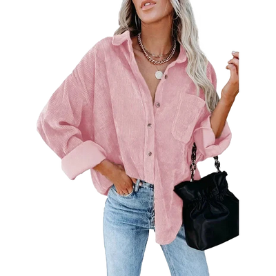 Amar™ Avital - חולצת קורדרוי רחבה עם שרוול ארוך