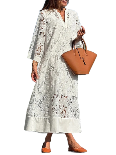 Amar™ Ora - שמלות V-צווארון לבן