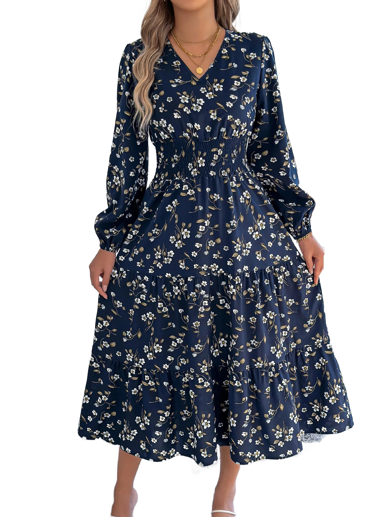 Amar™ Hadar - שמלות מקסי עם V צוואר פרחוניות