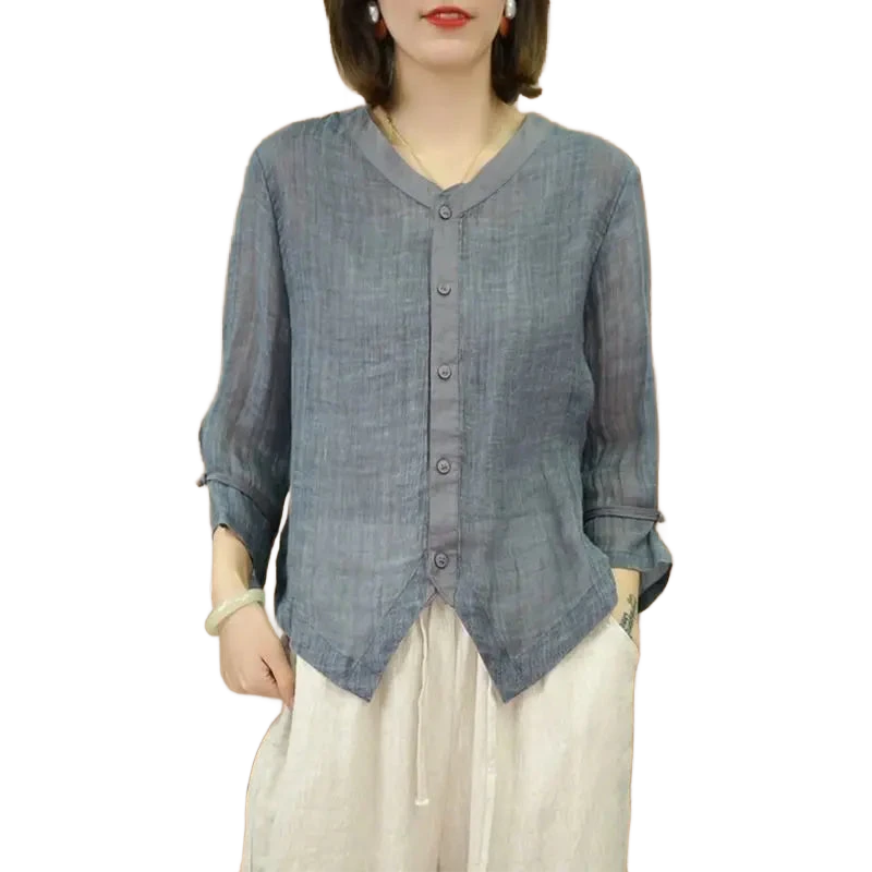 Amar™ Dana - חולצת כותנה פשתן רטרו