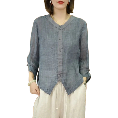 Amar™ Dana - חולצת כותנה פשתן רטרו