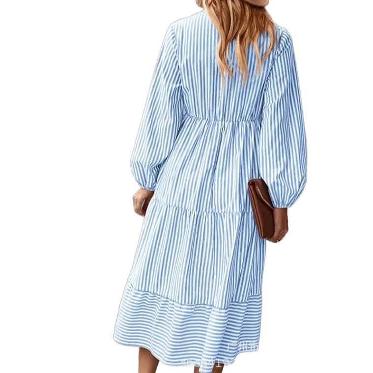 Amar™ Penelope - שמלת פסים עם מחשוף V