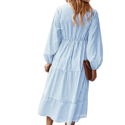 Amar™ Penelope - שמלת פסים עם מחשוף V