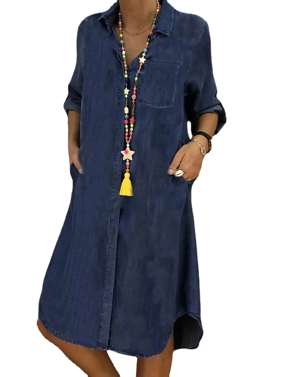 Amar™ Penina - שמלת ג'ינס נשית אלגנטית ומשוחררת