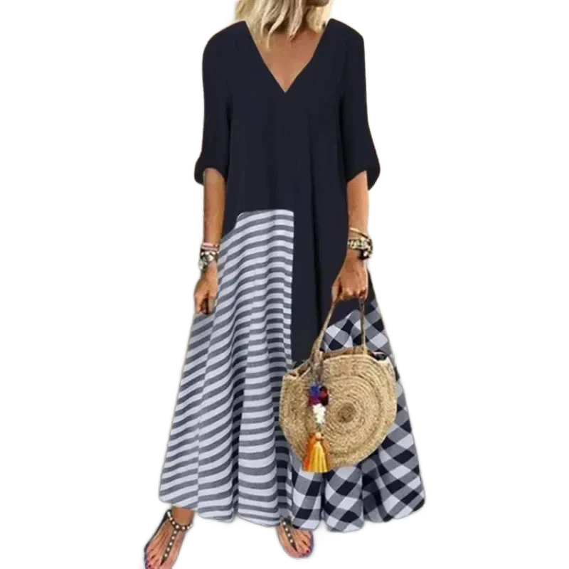 Amar™ Yael - שמלת פסים קלאסית אלגנטית