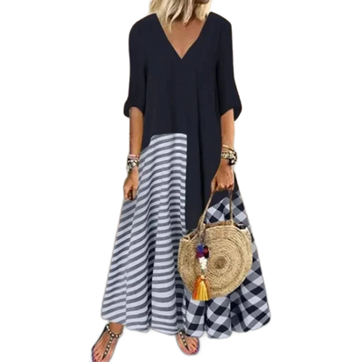 Amar™ Yael - שמלת פסים קלאסית אלגנטית