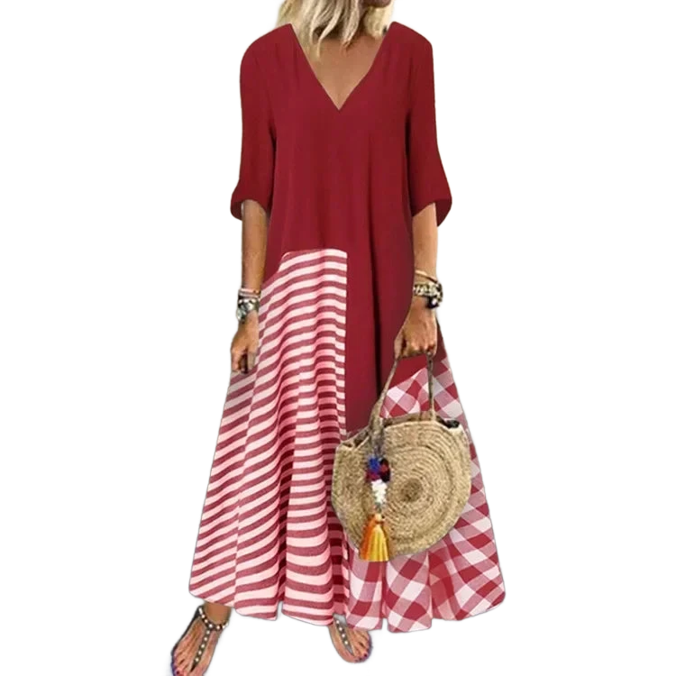 Amar™ Yael - שמלת פסים קלאסית אלגנטית