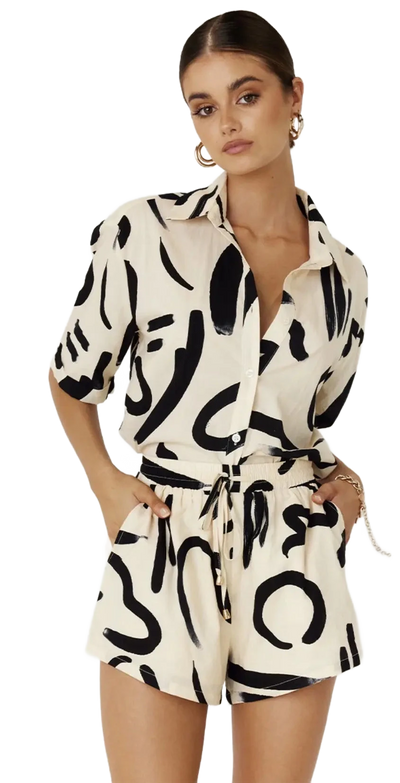 Amar™ Ayala - סט חולצה ומכנסיים מודפס