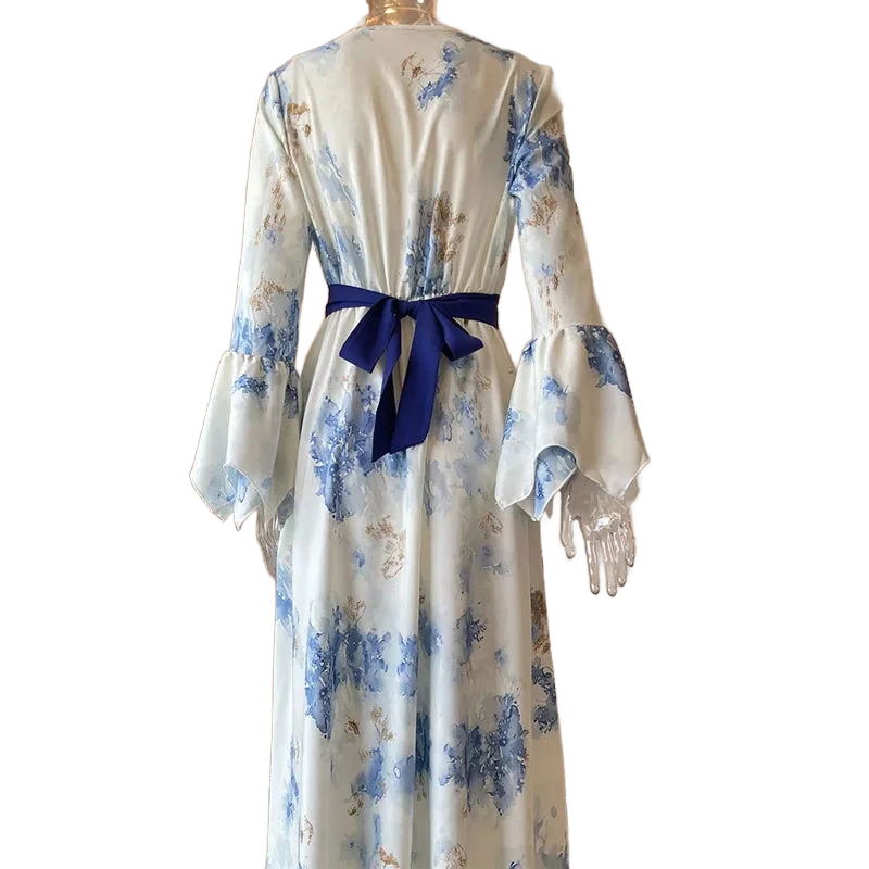 Amar™ Maya - שמלות מקסי עם צווארון V פרחוניות