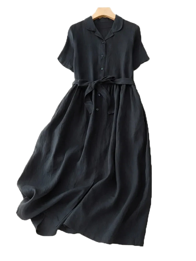 Amar™ Penina - שמלת פשתן טהור אלגנטית לקיץ