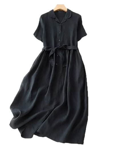 Amar™ Penina - שמלת פשתן טהור אלגנטית לקיץ