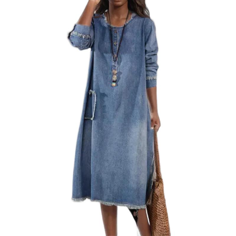 Amar Ora - שמלת ג'ינס רחבה עם כיסים