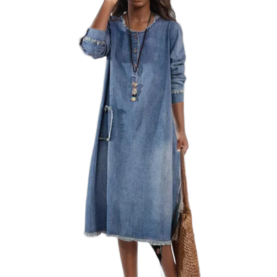 Amar Ora - שמלת ג'ינס רחבה עם כיסים