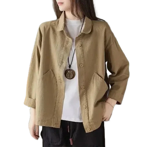 Amar™ Rachel - חולצת שרוול ארוך רפויה עם כיסים