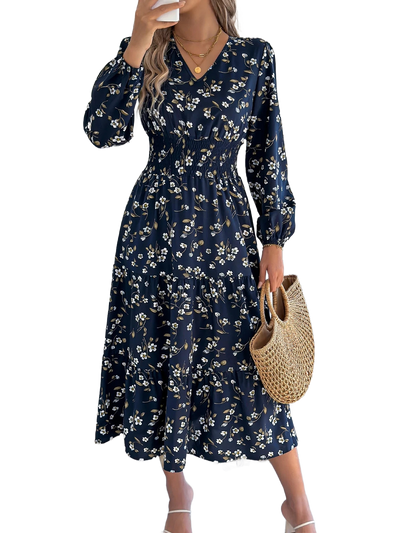 Amar™ Hadar - שמלות מקסי עם V צוואר פרחוניות