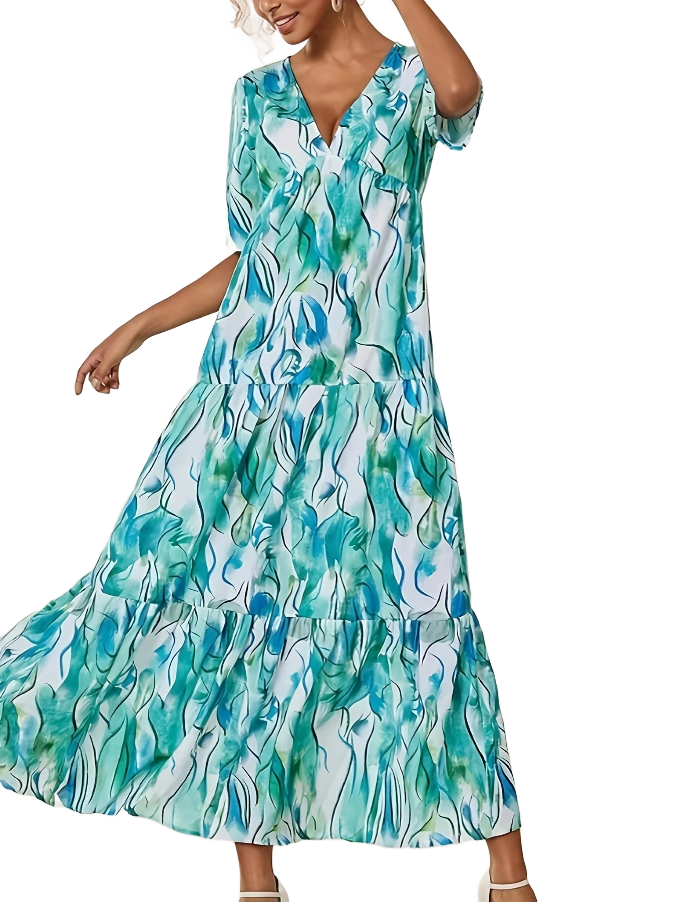 Amar™ Orly - שמלת גלים כחולה עם כמה רמות