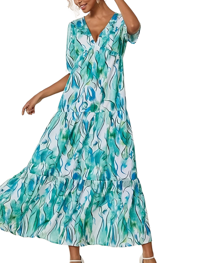 Amar™ Orly - שמלת גלים כחולה עם כמה רמות