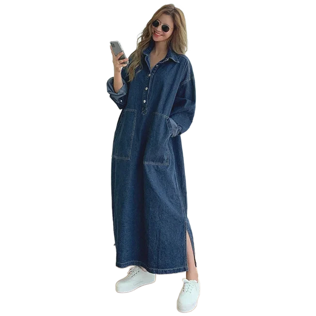 Amar™ Carmela - שמלת ג'ינס מקסי מחמיאה