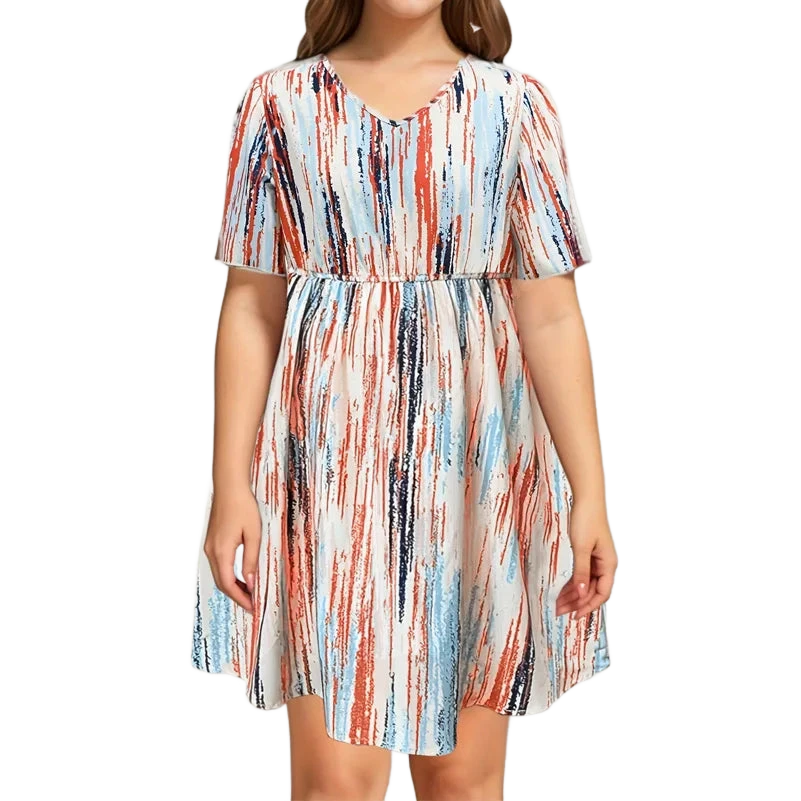 Amar™ Lilach - שמלות בדיון עם צווארון V מפוספס