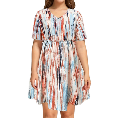 Amar™ Lilach - שמלות בדיון עם צווארון V מפוספס