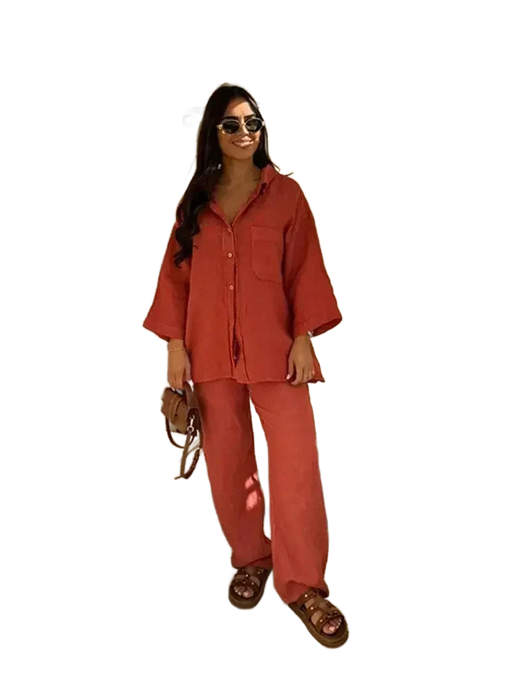 Amar™ Leah - סט חולצה ארוכה ומכנסיים רחבים