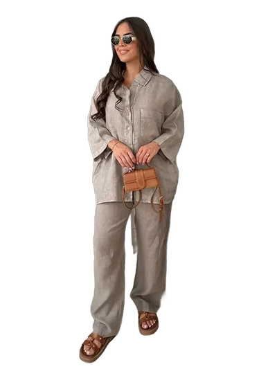 Amar™ Leah - סט חולצה ארוכה ומכנסיים רחבים