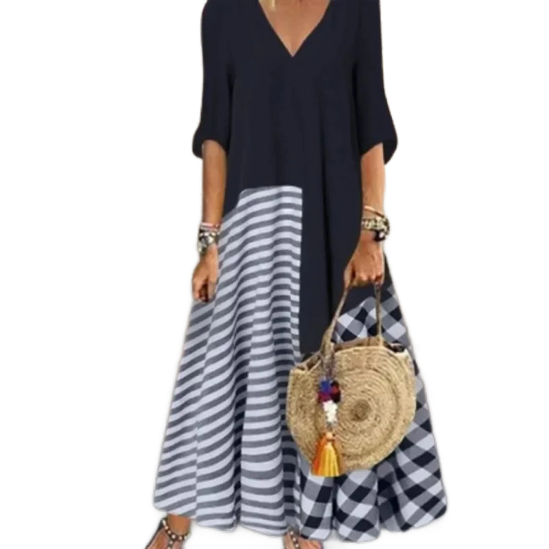 Amar™ Yael - שמלת פסים קלאסית אלגנטית