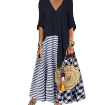 Amar™ Yael - שמלת פסים קלאסית אלגנטית